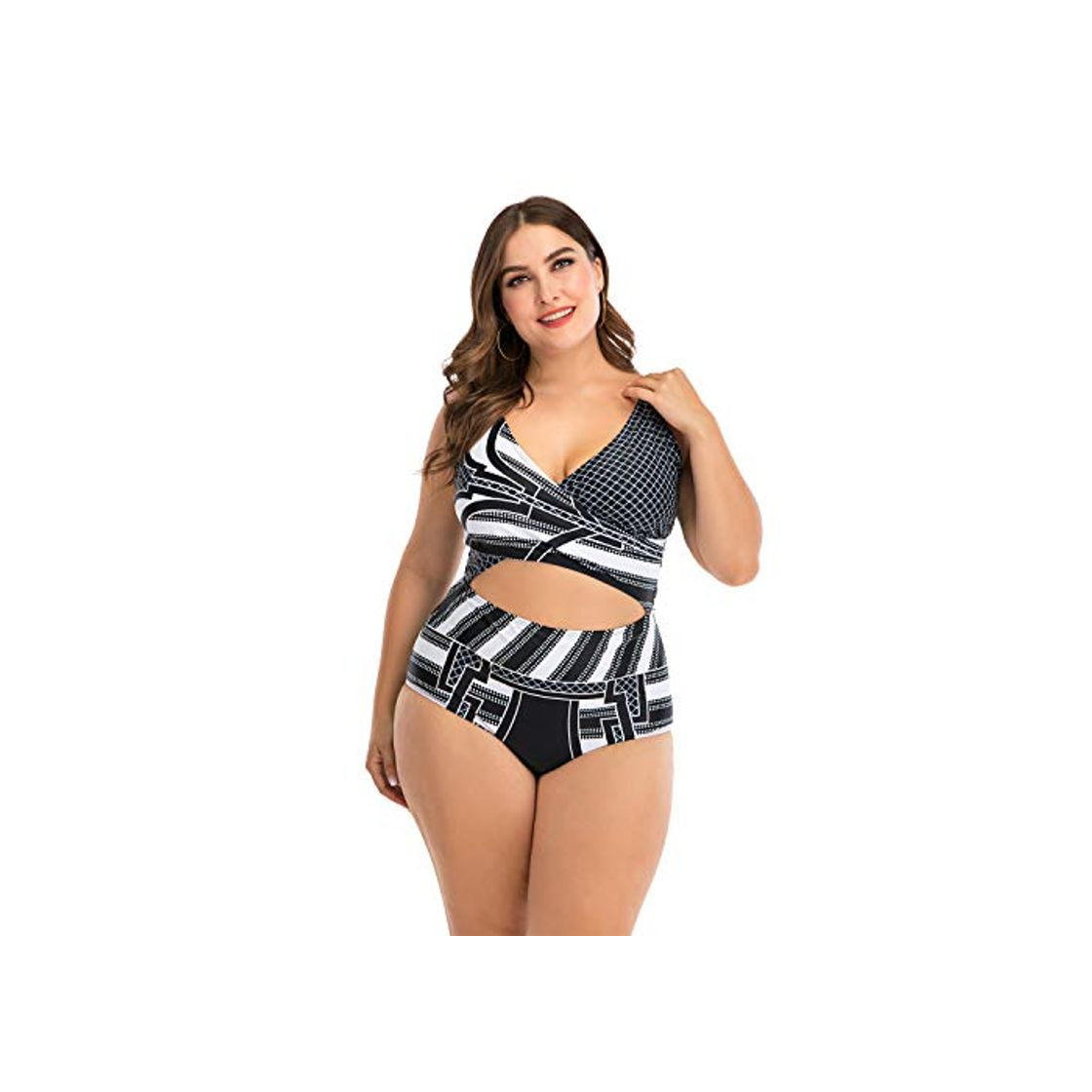 Moda Chuangminghangqi Bikini Tankini Bañador para mujer Plus Size Swimsuit Retro High Waist