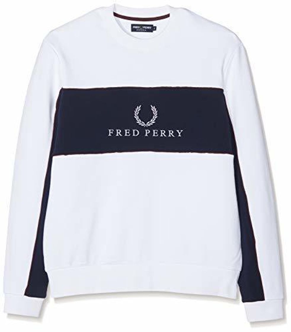 Social Fred Perry M4553-PANEL Piped SWEATSHIRT-100-L Sudadera, Blanco
