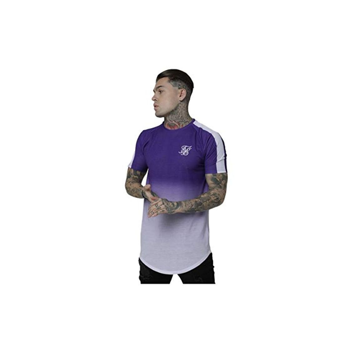 Social Sik Silk Camiseta Curved Hem Raglan Fade Morado