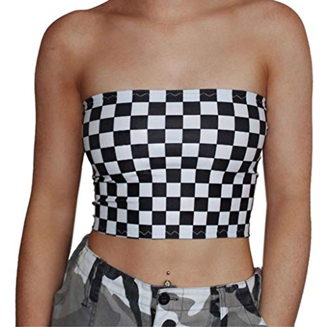 Social Camiseta sin Mangas Mujer Deporte Adolescente Chica Tartán Sexy Verano Casual Fitness