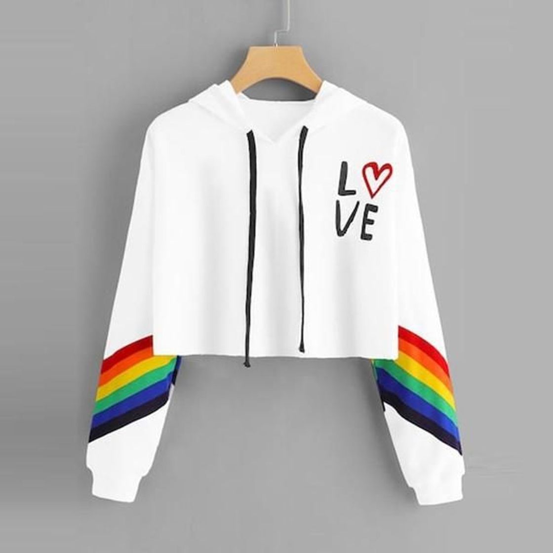 Moda LOVE Rainbow Crop Hoodie