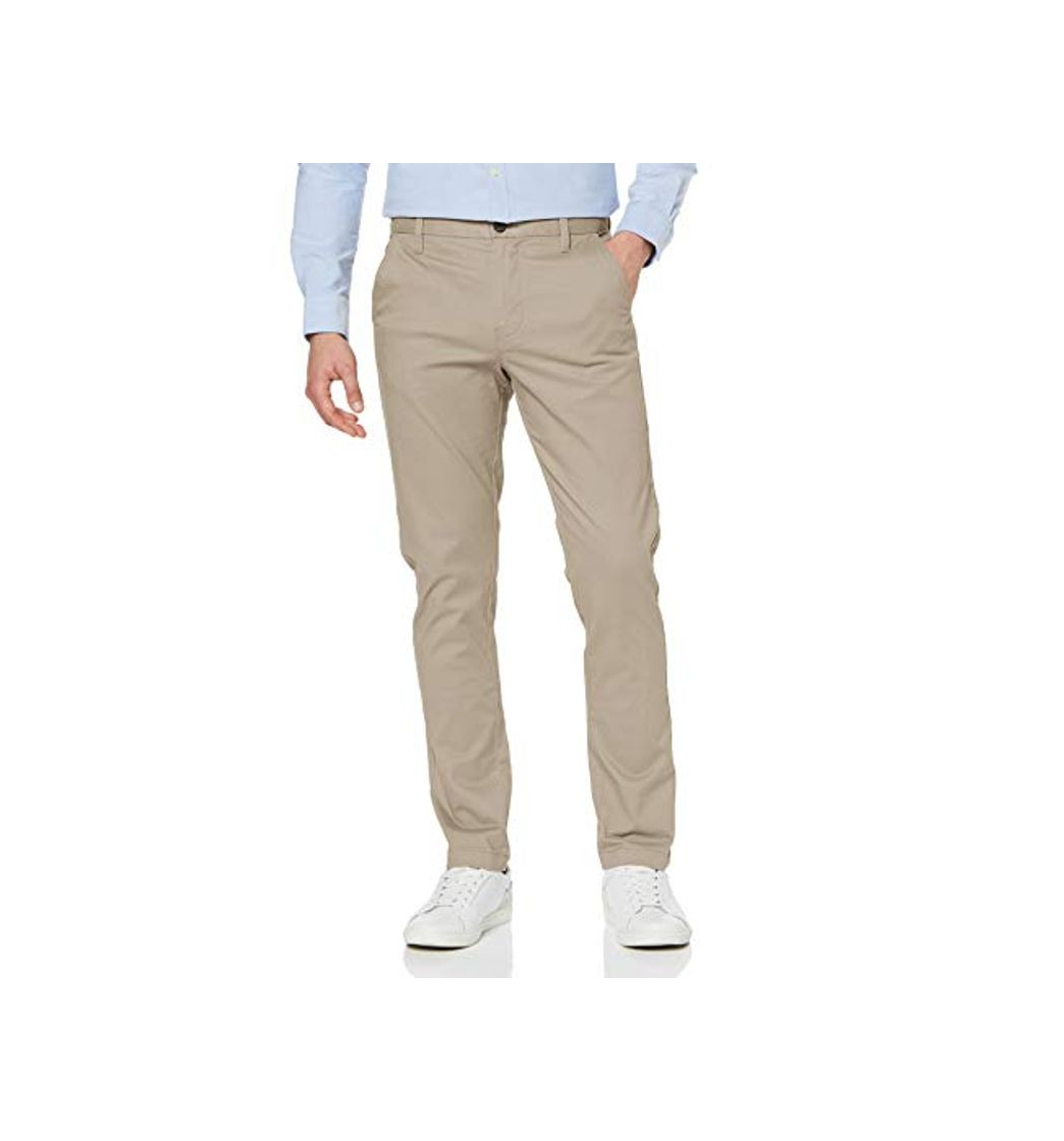 Moda Marca Amazon - MERAKI Pantalones Chinos Estrechos Hombre, Beige