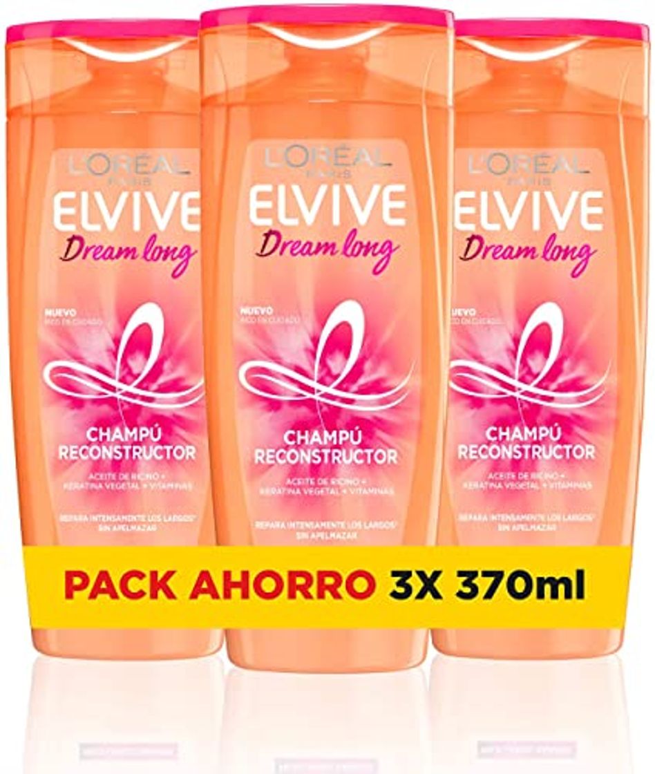 Belleza Elvive Dream Long Champú Reconstructor - 3 Recipientes de 370 ml -