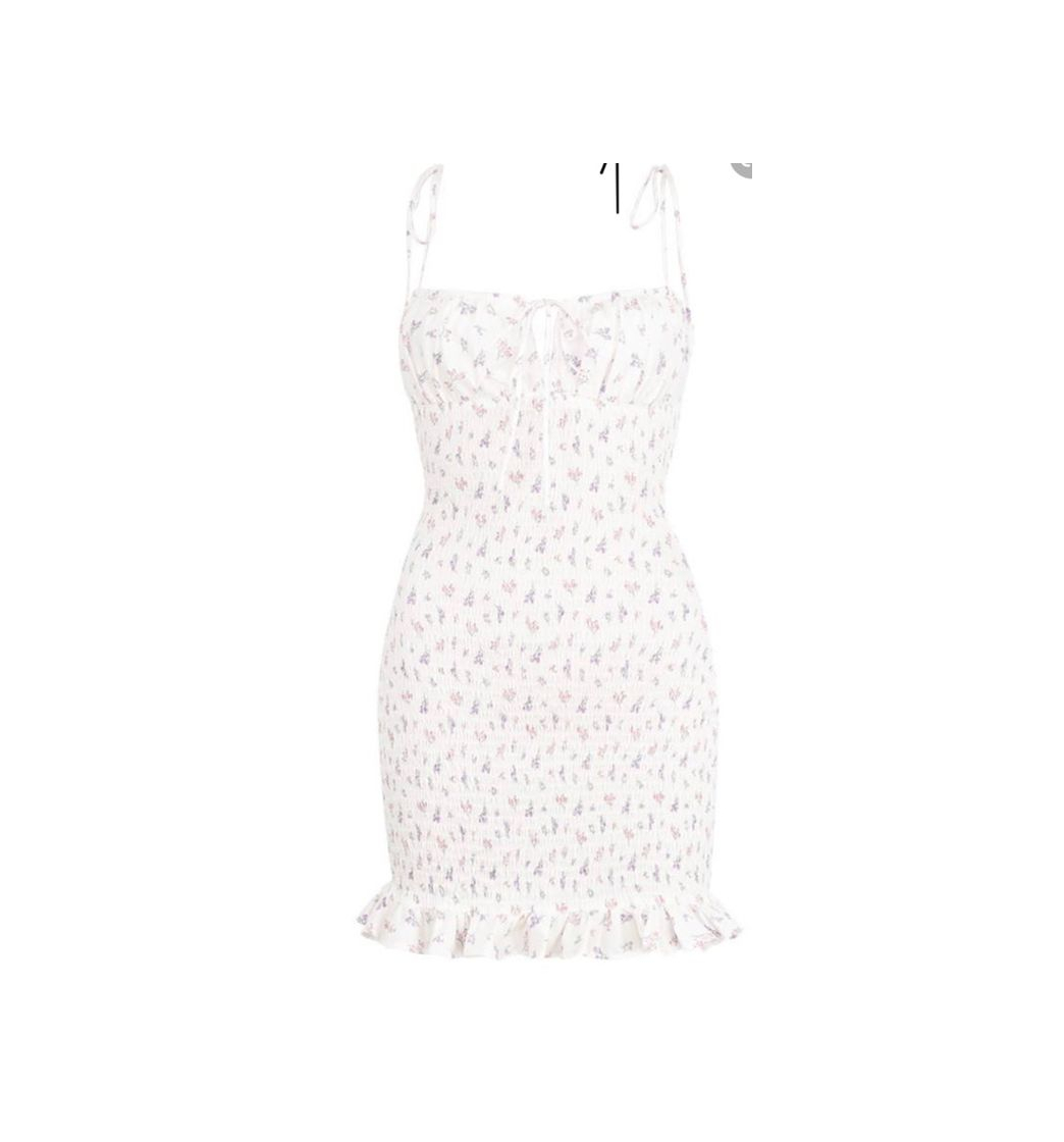 Social 'Allie' White Floral Shirred Mini Dress 