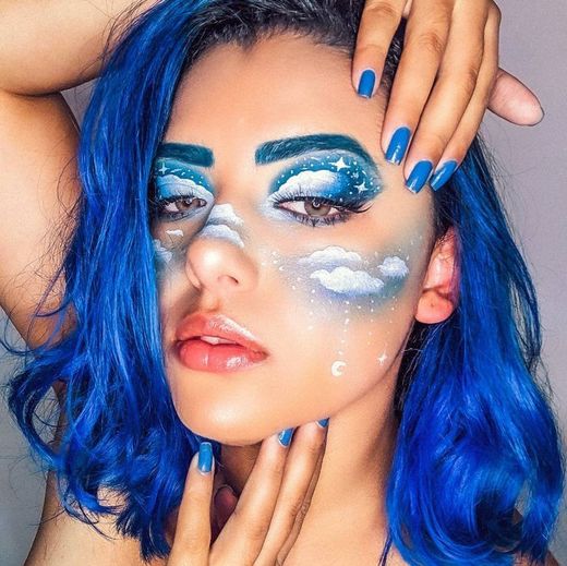 Maquiagem artística, nuvem, azul