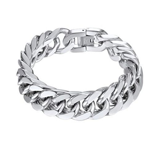 PROSTEEL Brazalete Hombre Acero Pulsera de Hombre de Plata Tono 21cm Acero