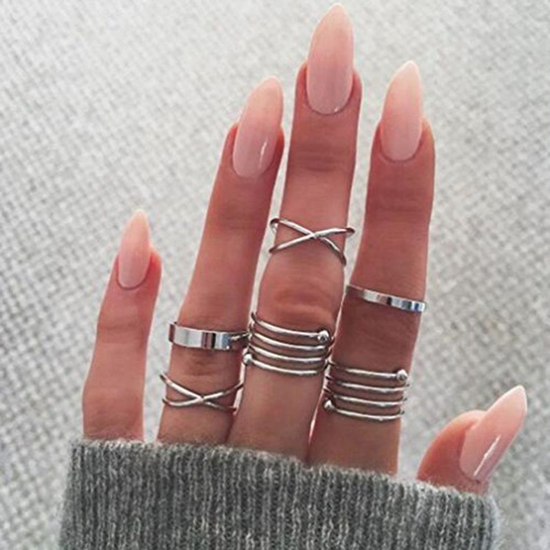Social Hwiionne Vintage Punk étnico Cristal Plata Anillos Juegos para Mujeres Anillo de