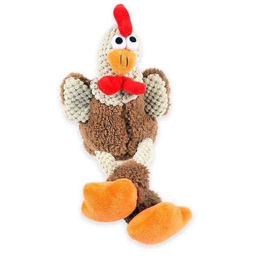 Gallo de juguete para mascota en café y naranja