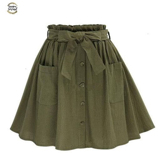 Faldas de mujer vintage con bolsillo de cintura alta