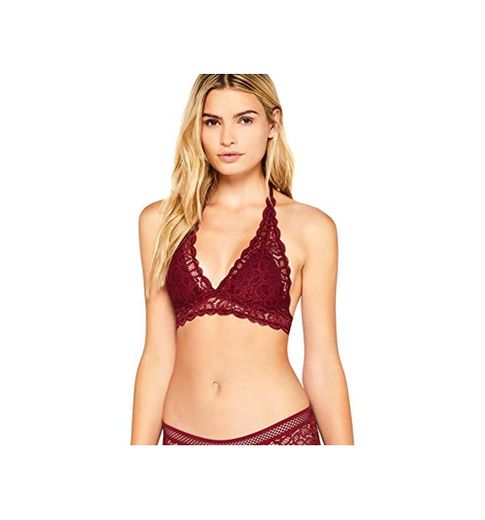 Marca Amazon - IRIS & LILLY Crochet Lace Halter Sujetador Estilo Bralette