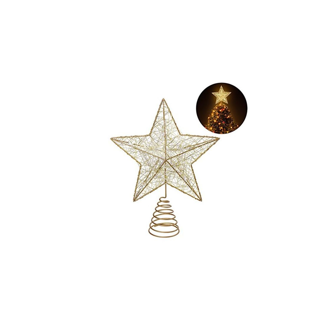 Product NICEXMAS Estrella de Cinco Puntas Árbol de Navidad LED Decoraciones,Star Treetop Light