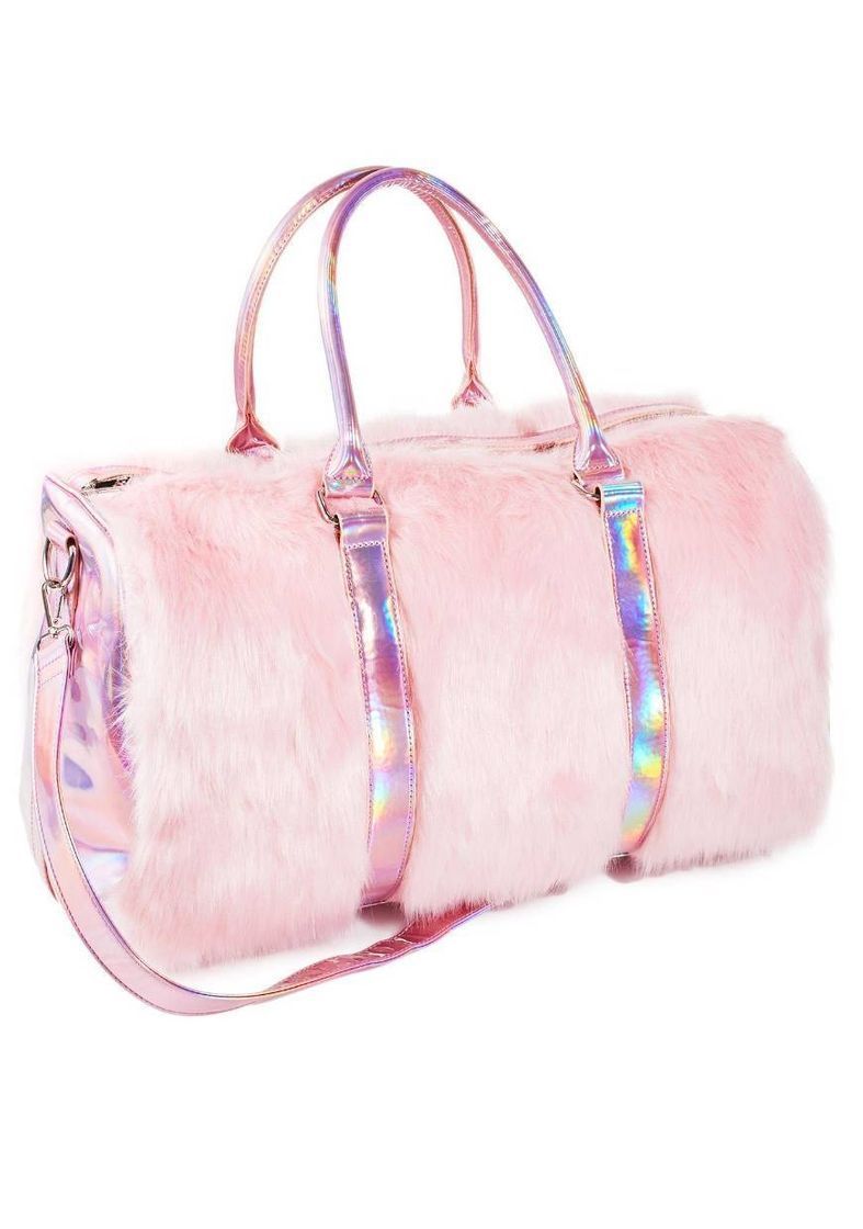 Fashion Pink Faux Fur Weekender Bag | Dolls Kill