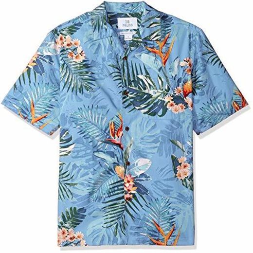 28 Palms Relaxed-Fit 100% Cotton Hawaiian Shirt Camisa abotonada