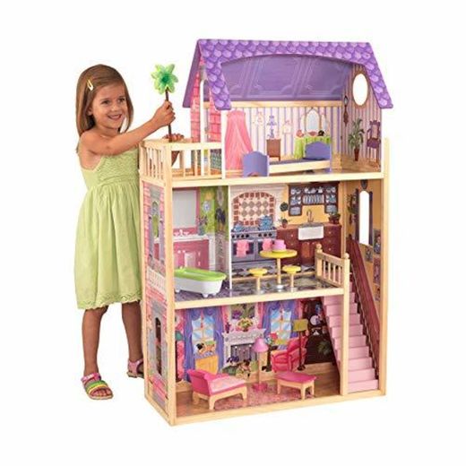 KidKraft- Kayla Casa de muñecas de madera con muebles y accesorios incluidos,