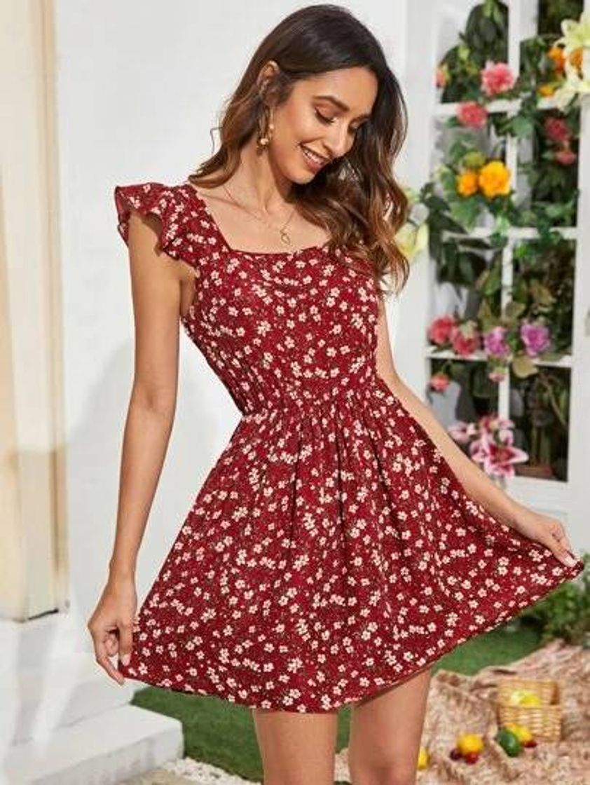 Social Vestido Floral Borgonha