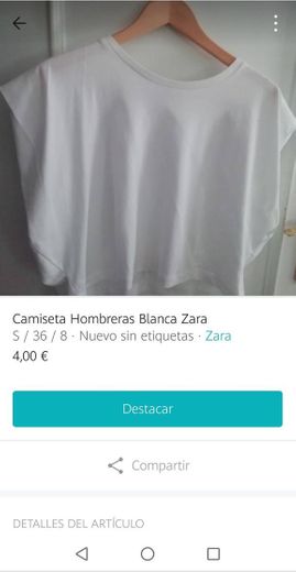 Camiseta Hombreras Blanca Zara 