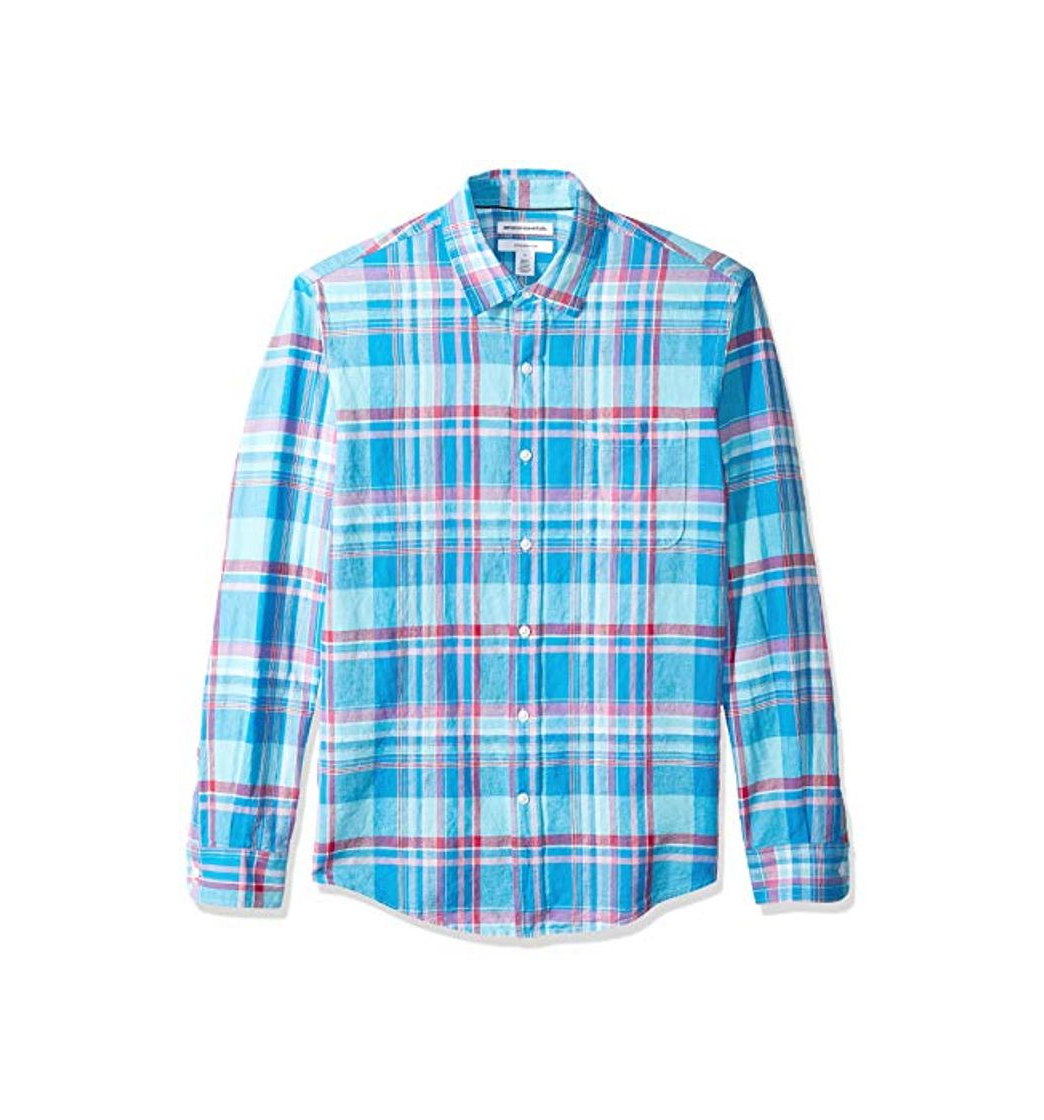 Fashion Amazon Essentials - Camisa de lino con manga larga, corte entallado y