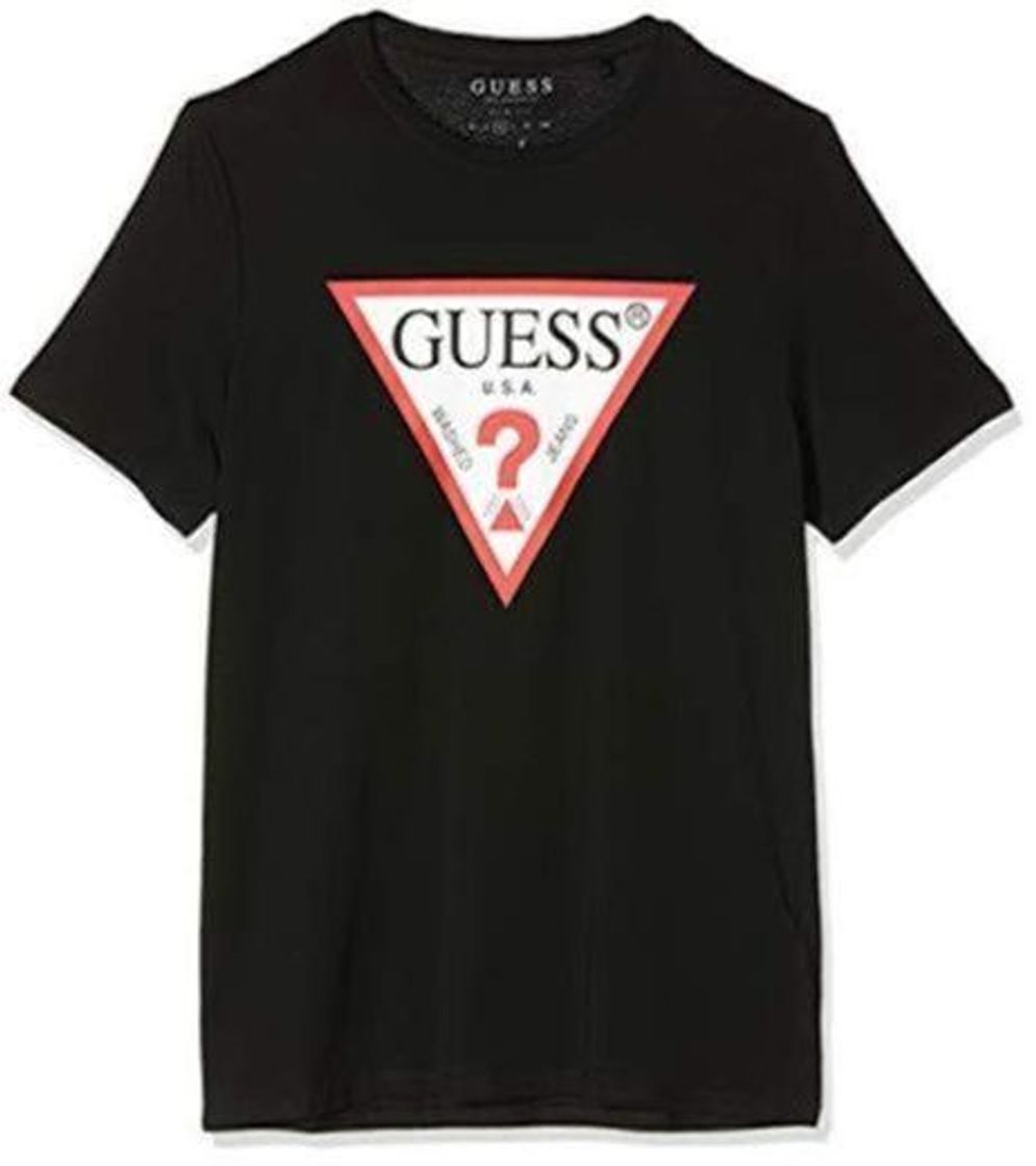 Fashion Guess Cn SS Original Logo Core tee Camiseta, Negro