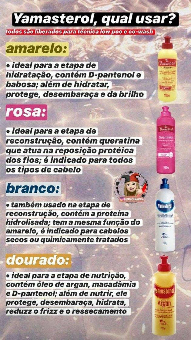 Fashion Tipos de yamasterol e qual sua utilidade.