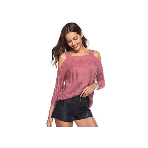 FWJ-clothes Suéter de Punto con Hombros Descubiertos para Mujer
