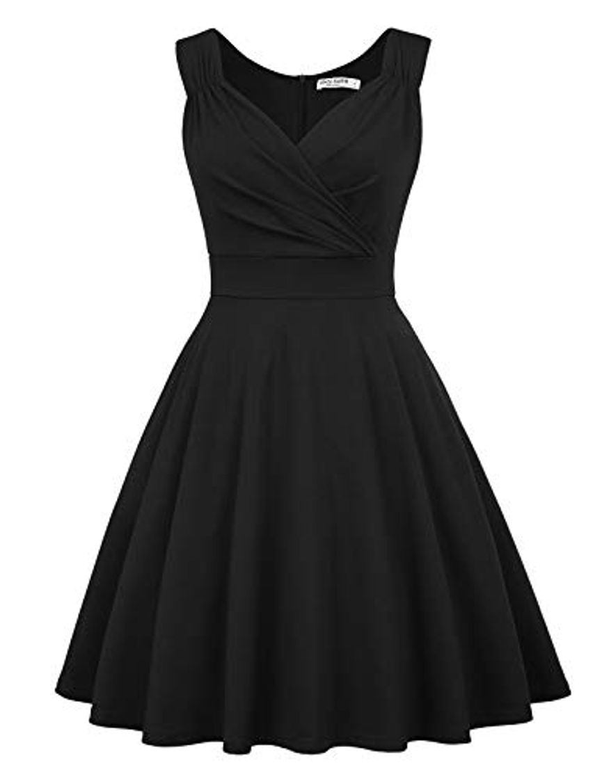 Social GRACE KARIN Mujer Vintage Vestido de 1950s para Cóctel Fiesta Negro XL
