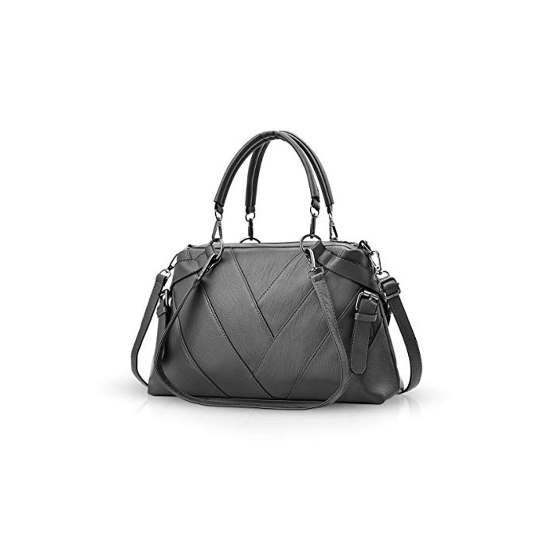 Social NICOLE & DORIS Bolsos de Mano para Damas con asa Superior para Mujeres Bolsa de Cuerpo Cruzado Bolso de Hombro Gris