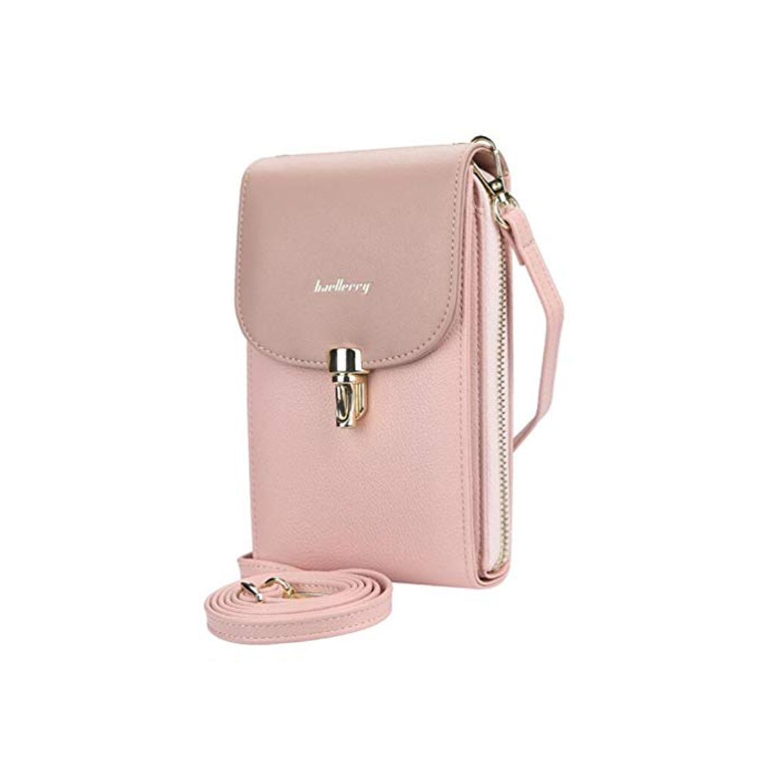 Social AIFILLE Mini Bolsos Cruzados Mujer Pink de Cuero PU Pequeños y Elegantes de Color Rosa Teléfono Móvil Monedero con Ranura para Tarjeta de Crédito Bolsillo con Cremallera Prueba de Golpes Ligero