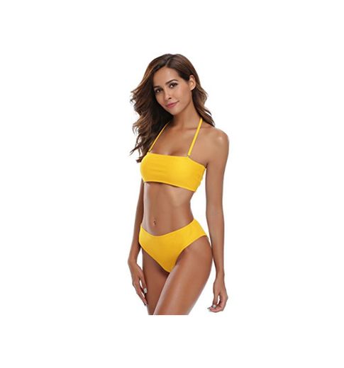 SHEKINI Mujer Bandeau Push Up Bikini Set Sin Tirantes Bañador Traje De