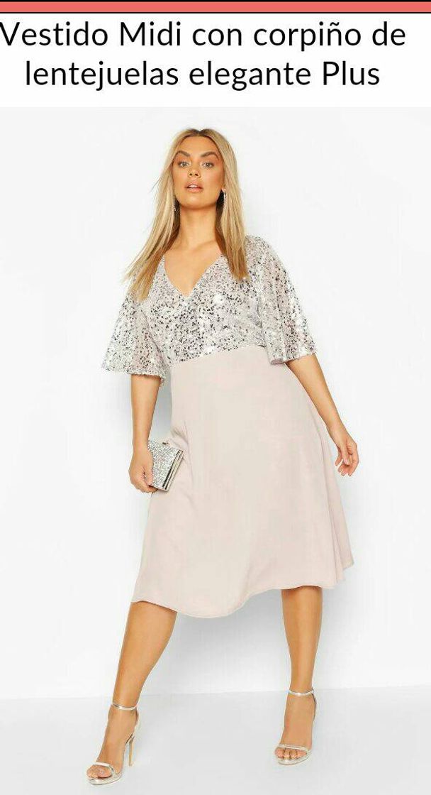 Moda Vestido Midi con corpiño de lentejuelas elegante Plus | boohoo