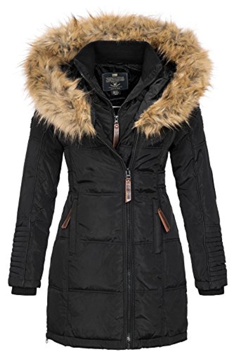 Moda Geographical Norway Mujer Chaqueta de Invierno Parka Belissima Pelaje de XL Capucha