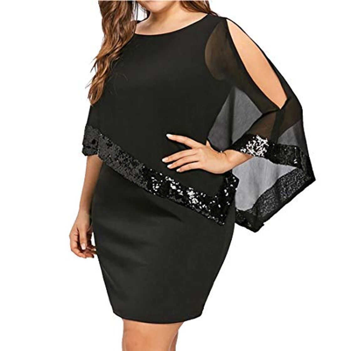 Productos fuxinhe Vestido 2 En 1 Mujer Irregular Cuello Redondo Cintura Media Formal Elegante Ajustado Fiesta Cóctel Falda