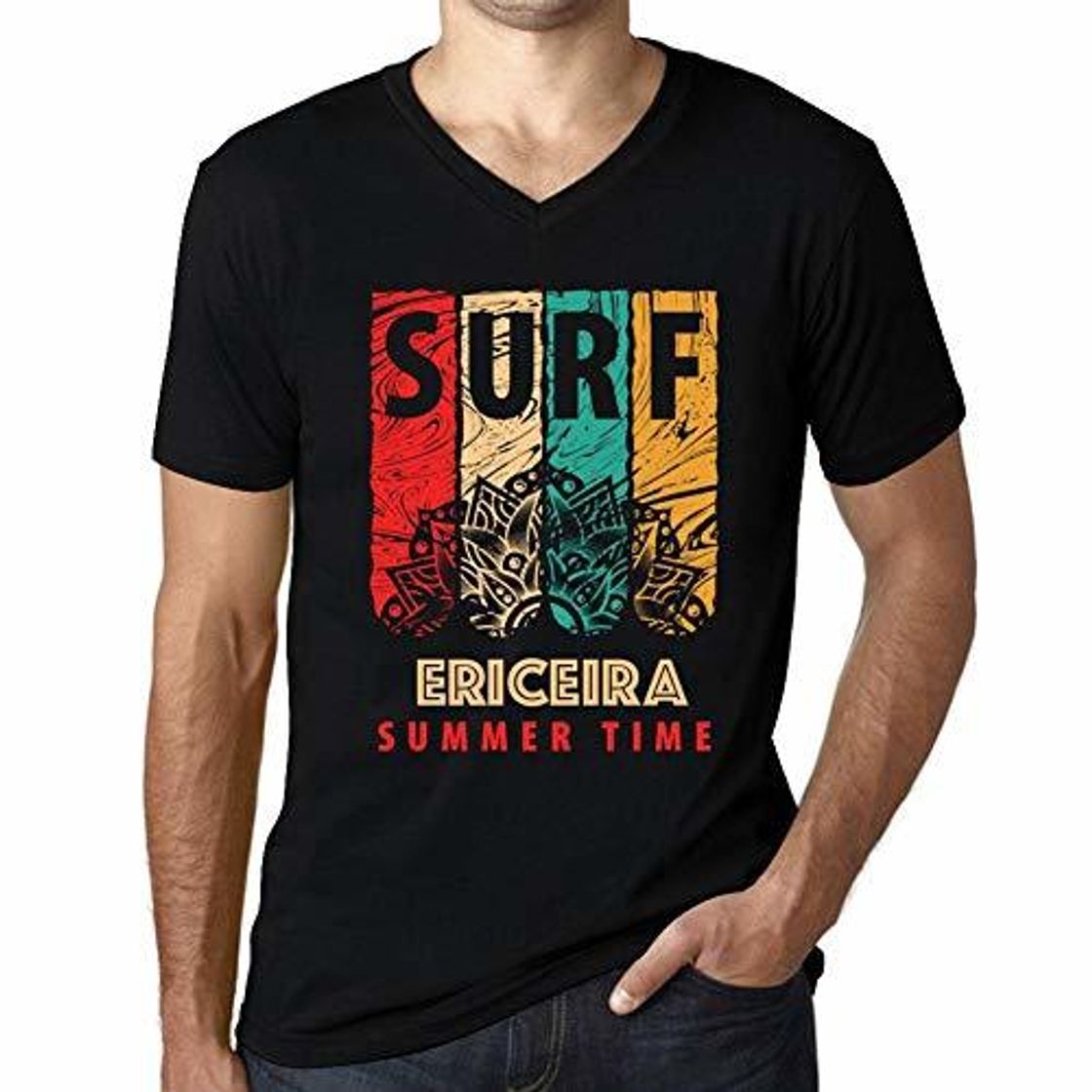 Social One in the City Hombre Camiseta Vintage Cuello V T-Shirt Gráfico Surf