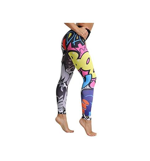 Tomwell Leggins para Damas Patrón de Navidad Pantalones Deportivos Largos para Training Running Yoga Fitness Transpirables con Cintura Alta Multicolor Small