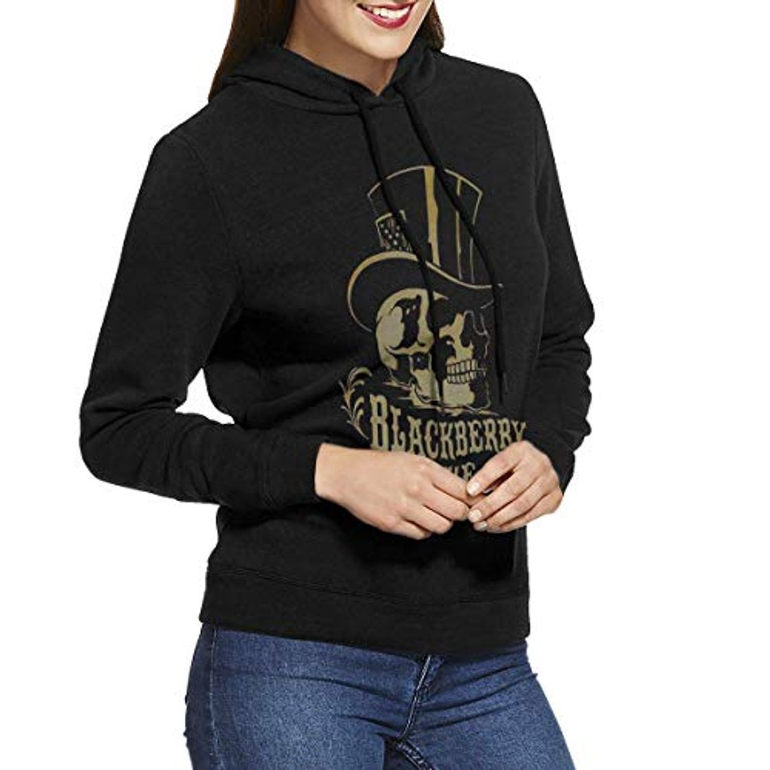 Fashion Dlovae Sudadera con Capucha Women Black Berry Smoke Hoodie Sweatshirt