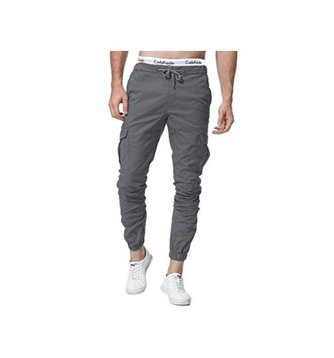 ZOEREA Pantalones Hombre Casuales Deporte Elásticos Joggers Largos Pants con Bolsillos Algodón Slim Fit Cargo Trouser de Hombres