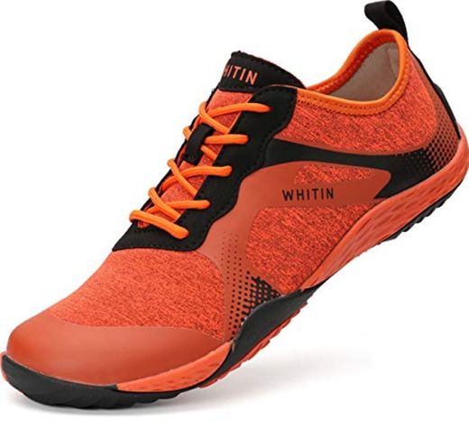 WHITIN Zapatilla Minimalista de Barefoot Trail Running para Hombre Zapato Descalzo Correr Deportivas Fitness Gimnasio Calzado Asfalto Naranja 40 EU