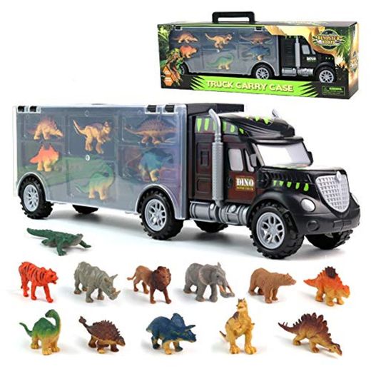 Dinosaurio del Juguete Camión de Transporte Transportador Coches con 12 Figuras de