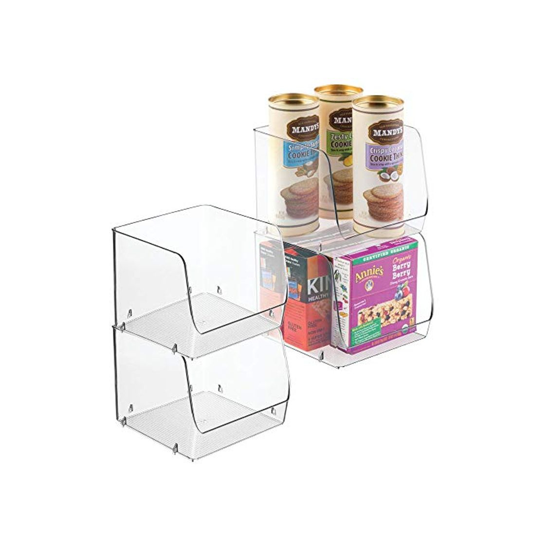 Products mDesign Juego de 4 cajas organizadoras apilables – Contenedor plástico para guardar