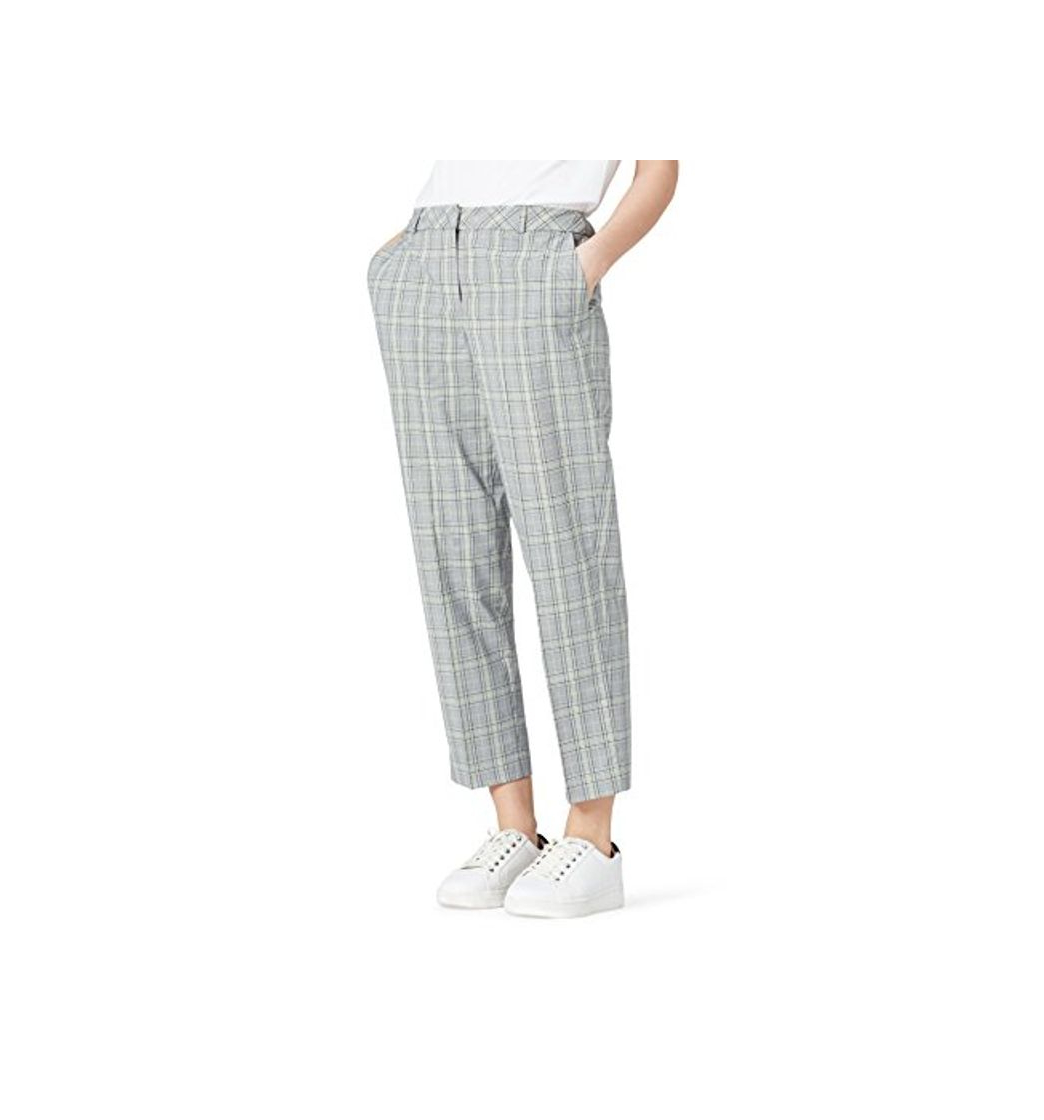 Fashion Marca Amazon - find. Pantalones de Cuadros Mujer, Azul