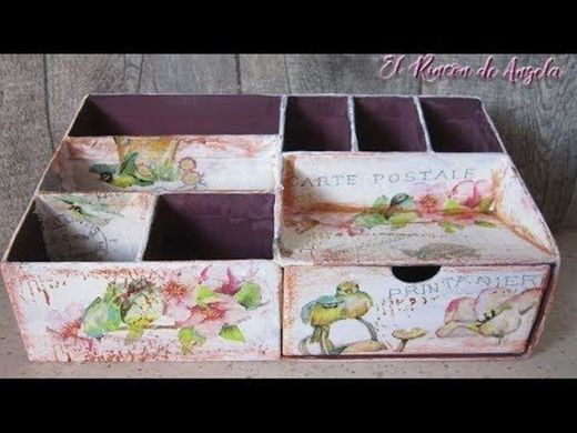 Organizador con decoupage - YouTube