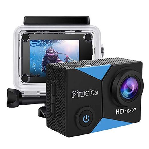 Piwoka Cámara deportiva HD1080P 12MP impermeable 30M acción cámara submarina pantalla 2"LCD