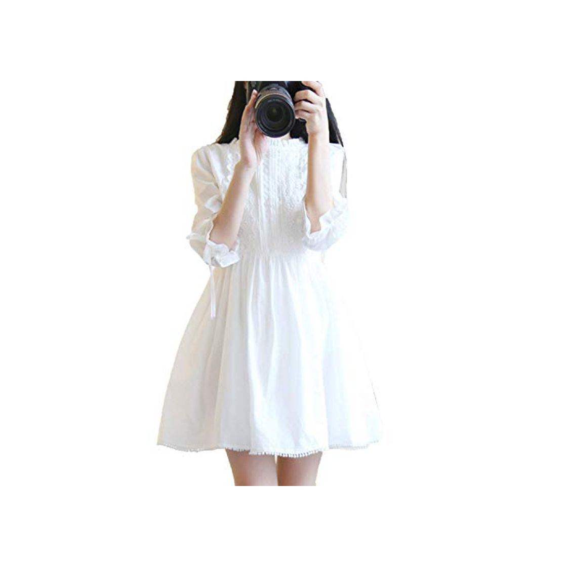 Social Vestido delgado para niña de dama dulce dama pequeña fresca de encaje