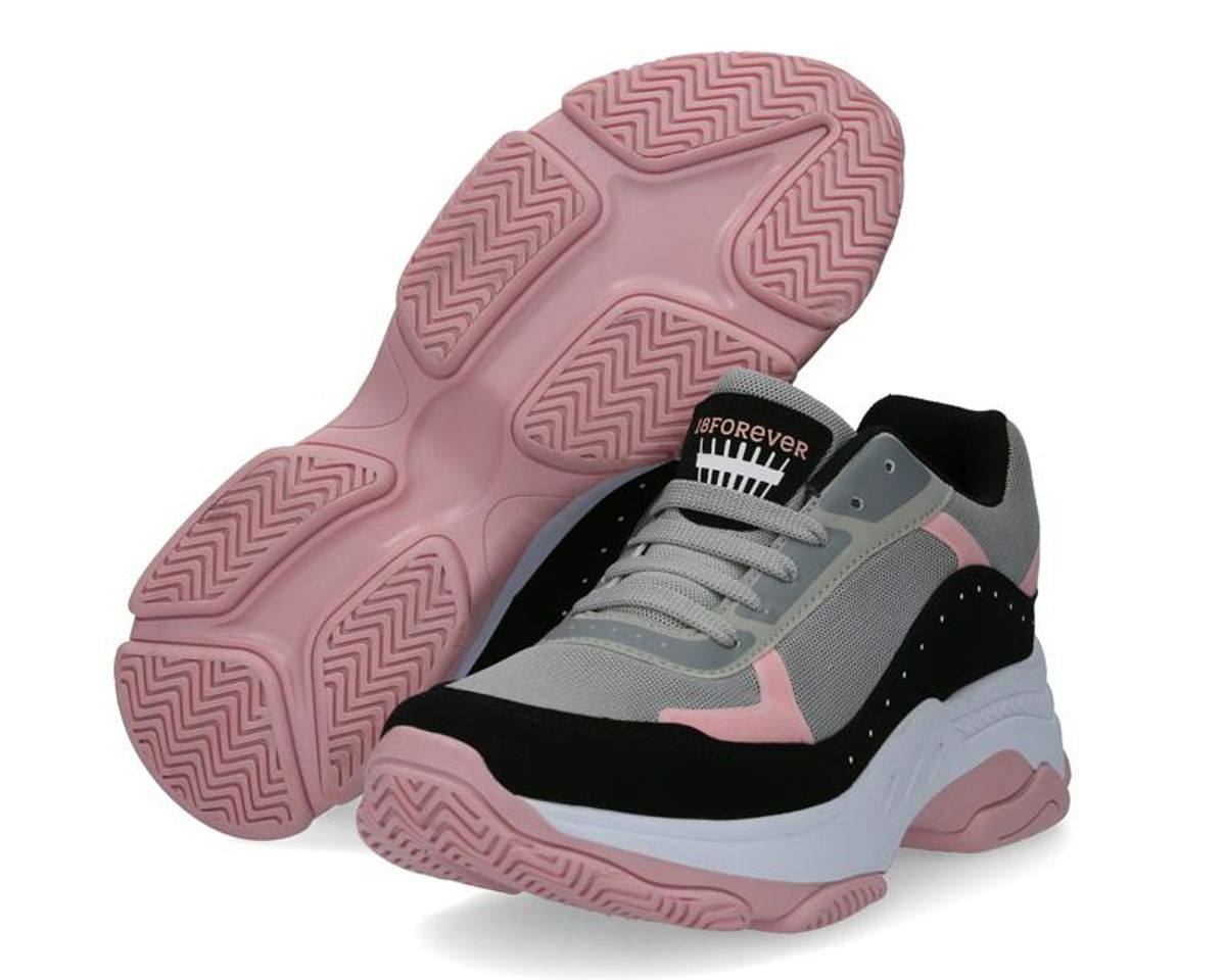 Fashion Tenis grises marca 18 forever para mujer 