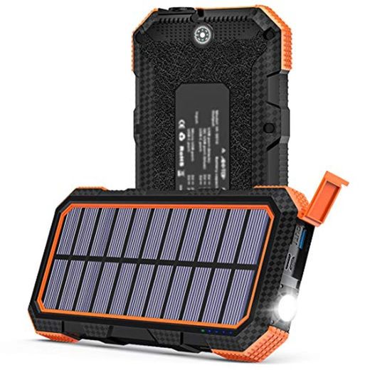 FEELLE Cargador Solar 26800mAh 18W Power Bank Portátil Batería Externa con Salida