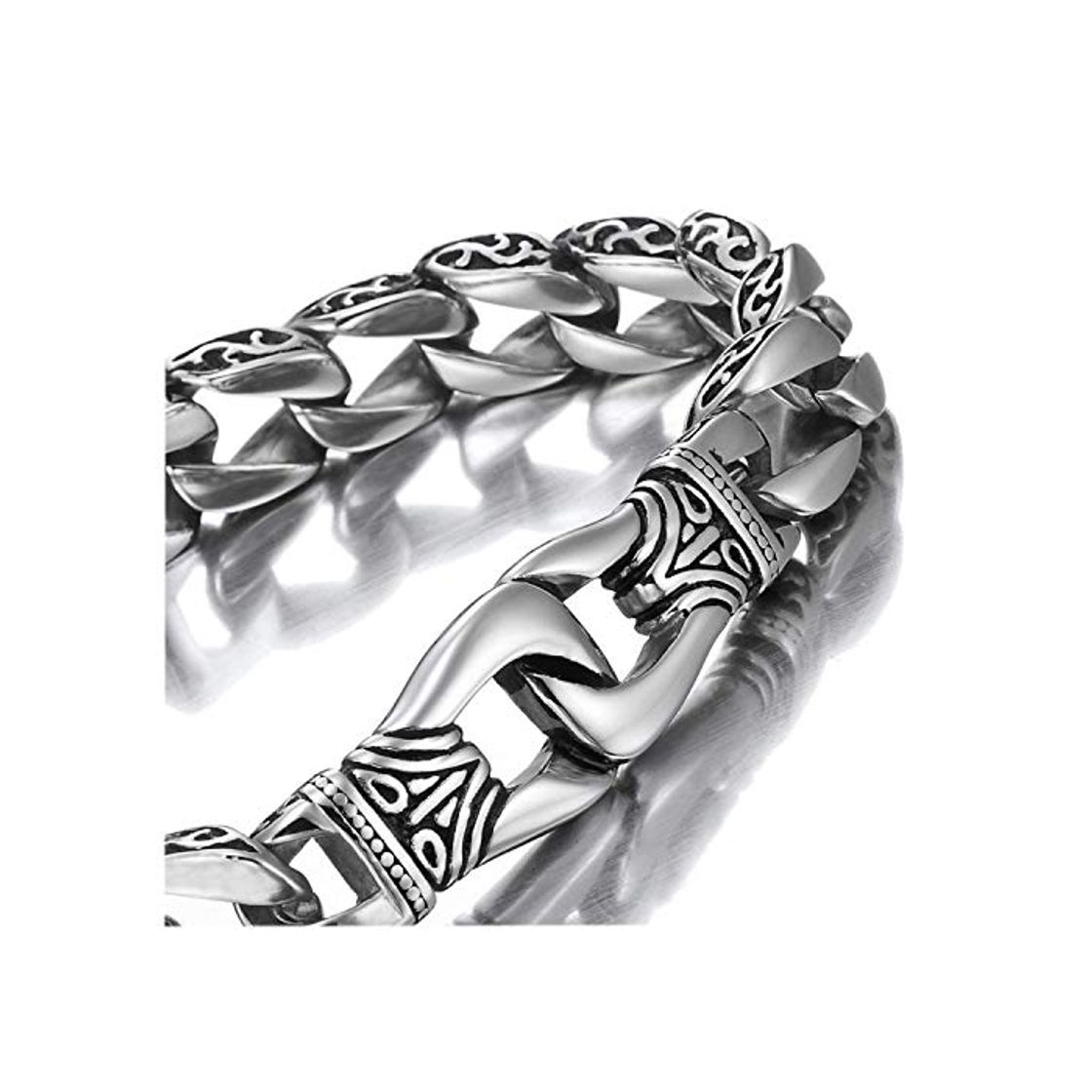 Social Enlace de los Hombres de Acero Inoxidable increíble Pulsera de Plata Negro