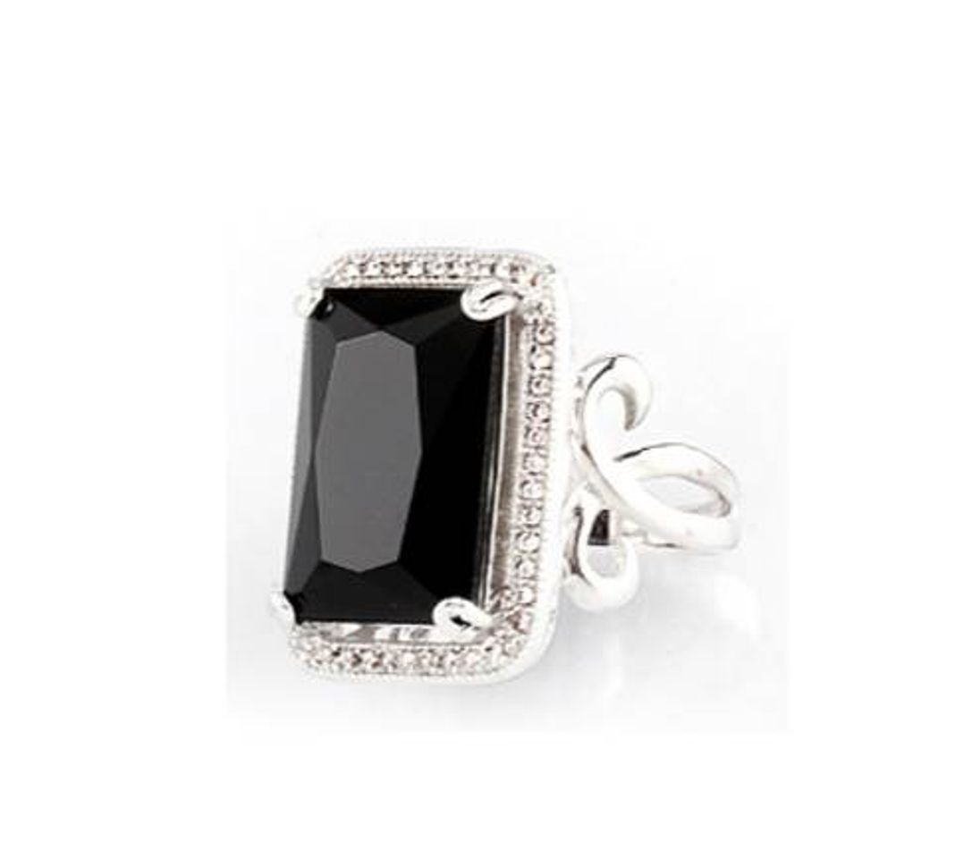 Moda Anillo de piedra negra 