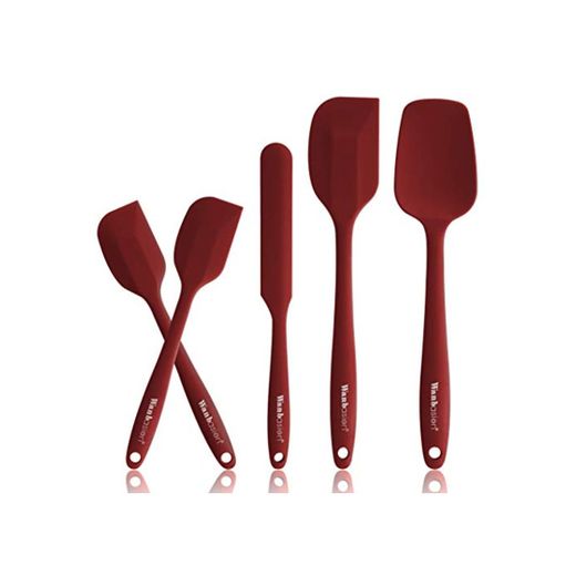 Wanbasion 5 Piezas Rojo Espatula de Silicona para Cocina Repostería Goma