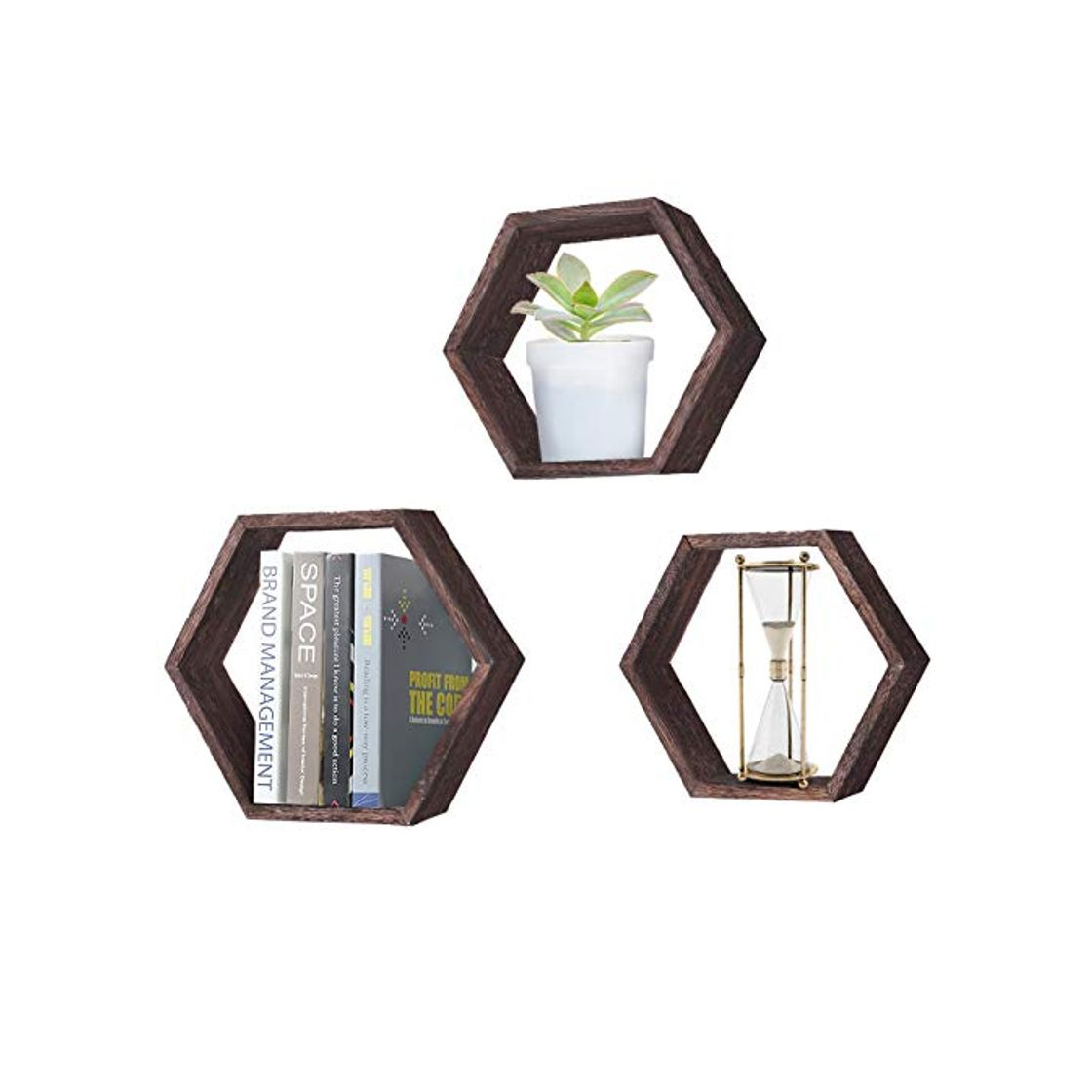 Product Comfify Estantes Flotantes Hexagonales Montados en Pared Rústicos Blancos - Juego de