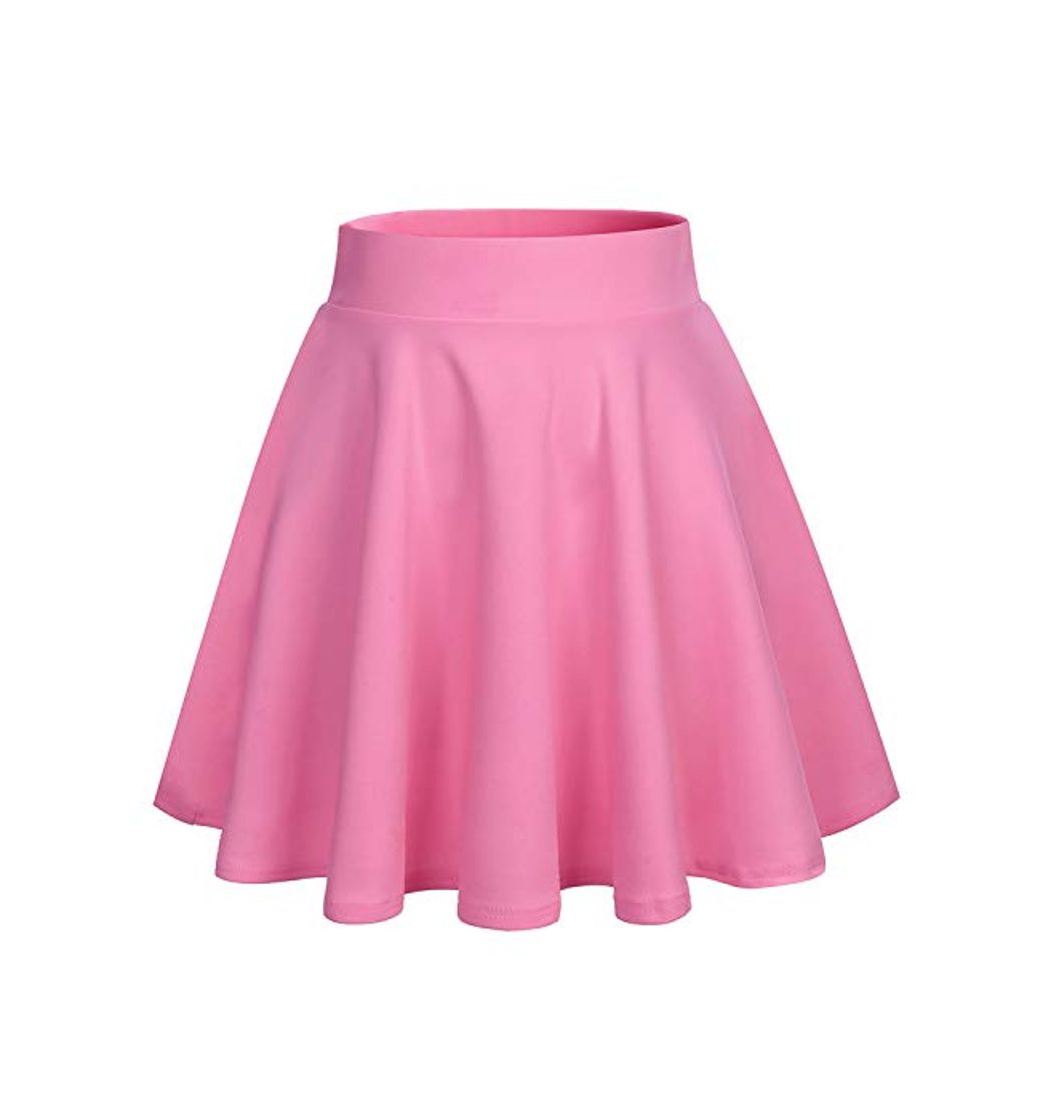 Product DRESSTELLS Falda Mujer Mini Corto Elástica Plisada Básica Multifuncional Coral M