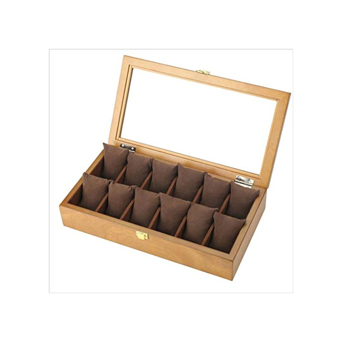 Fashion Estuches de maquillaj Caja de Reloj de Madera 12 Rejillas Reloj Caja